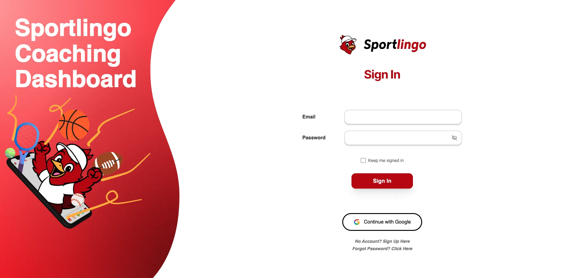 Sportlingo Coaching Dashboard